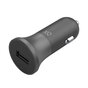 XQISIT Cigarette Plug Car Charger 2.4A 1 port USB - Noir avec c&acirc;ble Lightning