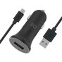 Xqisit Prise allume-cigare Chargeur voiture 2.4A 1 port USB - Noir avec c&acirc;ble Micro-USB