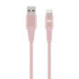 C&acirc;ble XQISIT Extra Strong Woven Lightning vers USB-A - Rose Gold 200 cm Synchronize Charging