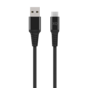 XQISIT C&acirc;ble tiss&eacute; tr&egrave;s r&eacute;sistant USB-C 3.0 vers USB-A - Noir 200 cm Synchroniser la charge