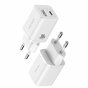 Adaptateur Dux Ducis Chargeur USB-A et USB-C Adaptateur secteur Super Si Power Delivery 30W QC 18W - Blanc