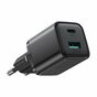 Adaptateur Joyroom Chargeur USB-A vers USB-C Adaptateur secteur QC 3.0 PD 3.0 double chargeur AFC SCP - Noir