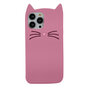 Coque en silicone chat mignon compatible avec iPhone 12 et &agrave; l&#039;iPhone 12 Pro - rose