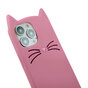 Coque en silicone chat mignon compatible avec iPhone 12 et &agrave; l&#039;iPhone 12 Pro - rose