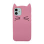 Coque en silicone chat mignon compatible avec iPhone 12 mini - rose