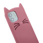 &Eacute;tui Mignon Chat En Silicone Moustaches Mignonnes Et Nez De Chat Pour iPhone 12 Mini - Rose