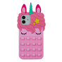 Coque licorne en silicone Unicorn Pop Fidget Bubble compatible avec iPhone 11 - rose