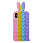 Coque en silicone Bunny Pop Fidget Bubble pour iPhone X et iPhone XS - Rose, jaune, bleu et violet