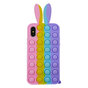 Coque en silicone Bunny Pop Fidget Bubble compatible avec iPhone XS Max - rose, jaune, bleu et violet