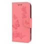 &Eacute;tui portefeuille en cuir artificiel avec papillons et fleurs compatible avec iPhone 13 - rose