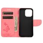 &Eacute;tui portefeuille en cuir artificiel avec papillons et fleurs compatible avec iPhone 13 - rose