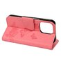 &Eacute;tui portefeuille en cuir artificiel avec papillons et fleurs compatible avec iPhone 13 - rose