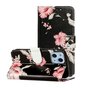&Eacute;tui portefeuille en cuir artificiel &agrave; fleurs compatible avec iPhone 13 - noir