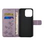 &Eacute;tui portefeuille en cuir artificiel avec motif floral compatible avec iPhone 13 Pro Max - Violet