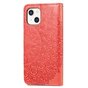 &Eacute;tui portefeuille en cuir artificiel avec mandala compatible avec iPhone 13 mini - rouge
