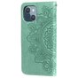 &Eacute;tui portefeuille en cuir artificiel avec mandala compatible avec iPhone 13 mini - vert