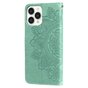 &Eacute;tui portefeuille en cuir artificiel avec mandala compatible avec iPhone 13 Pro - vert