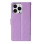 &Eacute;tui portefeuille en cuir artificiel avec plantes et papillons compatible avec iPhone 13 Pro - Violet