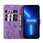 &Eacute;tui portefeuille en cuir artificiel avec plantes et papillons compatible avec iPhone 13 Pro - Violet