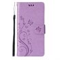 &Eacute;tui portefeuille en cuir artificiel avec plantes et papillons compatible avec iPhone 13 - violet