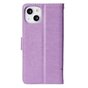 &Eacute;tui portefeuille en cuir artificiel avec plantes et papillons compatible avec iPhone 13 - violet