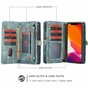 Caseme Retro Wallet &eacute;tui en cro&ucirc;te de cuir compatible avec iPhone 11 - bleu