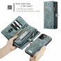 &Eacute;tui en cuir fendu Caseme Retro Wallet compatible avec iPhone 12 et iPhone 12 Pro - bleu
