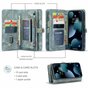 Caseme Retro Wallet &eacute;tui en cro&ucirc;te de cuir compatible avec iPhone 13 - bleu