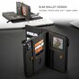 Caseme Luxe XL &Eacute;tui portefeuille en cro&ucirc;te de cuir compatible avec iPhone 13 - noir