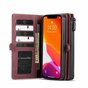 Caseme Luxe XL Etui portefeuille en cro&ucirc;te de cuir compatible avec iPhone 13 Pro - rouge