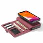 Caseme Luxe XL Etui portefeuille en cro&ucirc;te de cuir compatible avec iPhone 13 Pro - rouge