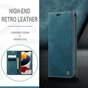 Caseme Slim Retro Wallet &eacute;tui en cuir artificiel compatible avec iPhone 13 Pro Max - bleu