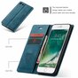 Caseme Slim Retro Wallet &eacute;tui en cuir artificiel compatible avec iPhone 7, iPhone 8 et iPhone SE 2020 SE 2022 - bleu