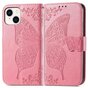 &Eacute;tui Butterfly Wallet en similicuir pour iPhone 14 - rose
