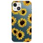Coque TPU Tournesol avec tournesols compatible avec iPhone 14 - transparente et jaune
