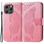 &Eacute;tui en cuir artificiel Vlinder Wallet compatible avec iPhone 14 Pro - rose