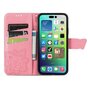 &Eacute;tui en cuir artificiel Vlinder Wallet compatible avec iPhone 14 Pro - rose