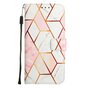 &Eacute;tui en similicuir Rose Marble Wallet pour iPhone 14 Pro - blanc et rose