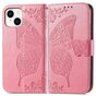 &Eacute;tui en cuir artificiel Vlinder Wallet compatible avec iPhone 14 Plus - rose