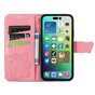 &Eacute;tui en cuir artificiel Vlinder Wallet compatible avec iPhone 14 Plus - rose