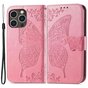 &Eacute;tui Portefeuille Papillon En Similicuir Pour Iphone 14 Pro Max - Rose
