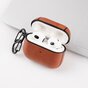 &Eacute;tui de protection en cuir artificiel avec crochet compatible avec AirPods 3 - marron