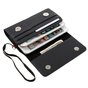 Pochette De Couverture De Sac Universelle Pour 2 T&eacute;l&eacute;phones Argent Et Cartes Avec Support De Clip De Ceinture - Noir