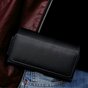 Pochette De Couverture De Sac Universelle Pour 2 T&eacute;l&eacute;phones Argent Et Cartes Avec Support De Clip De Ceinture - Noir