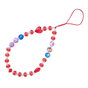 Cordon de bracelet perl&eacute; rouge pour t&eacute;l&eacute;phone avec coeurs