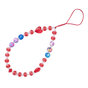 Cordon de bracelet en perles rouges pour t&eacute;l&eacute;phone avec coeurs