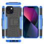 Coque en plastique et TPU antid&eacute;rapante Kickstand pour iPhone 14 - bleu