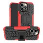 Coque en plastique et TPU antid&eacute;rapante Kickstand pour iPhone 14 Pro Max - rouge