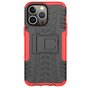 Coque en plastique et TPU antid&eacute;rapante Kickstand pour iPhone 14 Pro Max - rouge