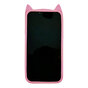 Coque en silicone chat mignon pour iPhone 14 Pro - rose